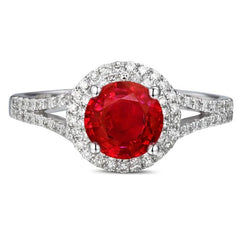 Anello nuziale in oro bianco 14 carati con diamante rosso rubino con accenti da 4.80 ct