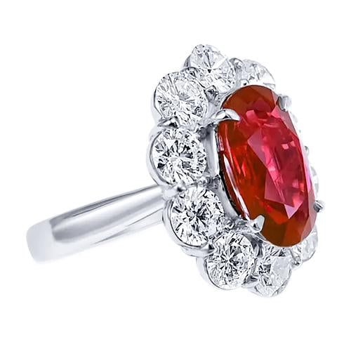 Anello nuziale in oro bianco 14 carati con rubino da 6.5 ct e diamante. gioielleria raffinata - harrychadent.it