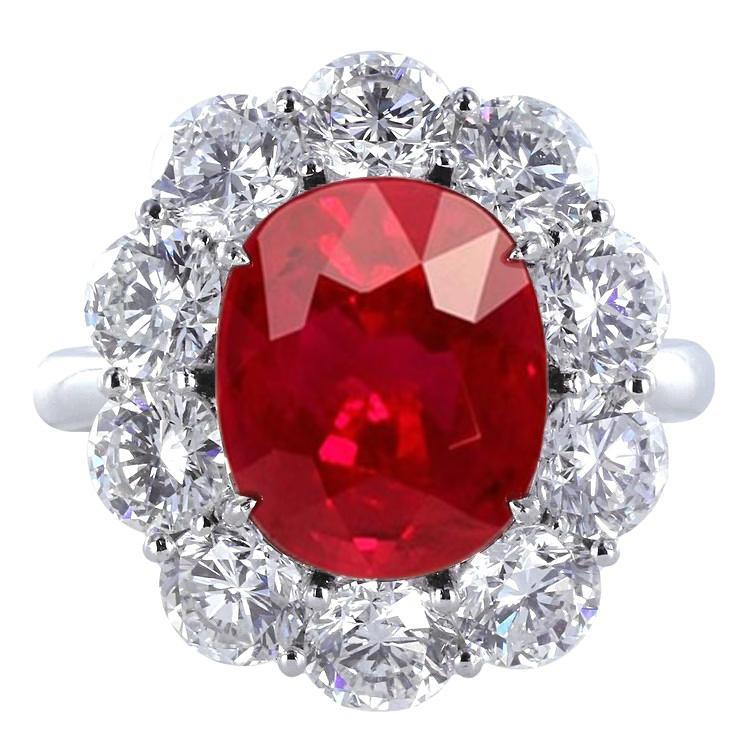 Anello nuziale in oro bianco 14 carati con rubino da 6.5 ct e diamante. gioielleria raffinata - harrychadent.it