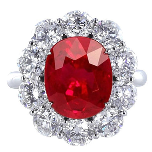 Anello nuziale in oro bianco 14 carati con rubino da 6.5 ct e diamante. gioielleria raffinata - harrychadent.it