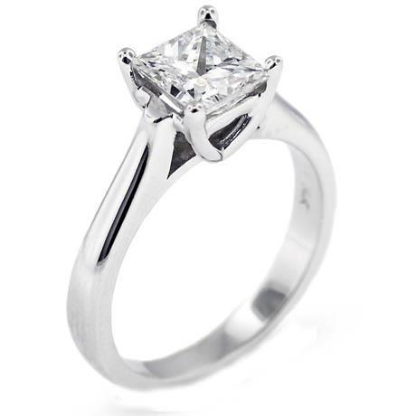 Anello nuziale in oro bianco 14K con diamante solitario taglio principessa da 1 carato - harrychadent.it