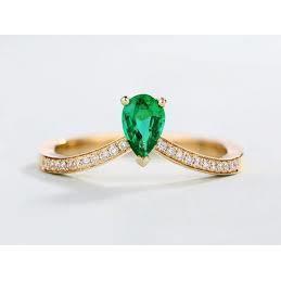 Anello nuziale in oro giallo 14 carati con diamante verde smeraldo taglio pera da 3,4 ct - harrychadent.it
