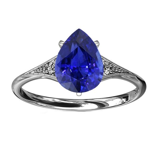 Anello nuziale in zaffiro blu con taglio a pera gioielli in stile antico 2.75 carati - harrychadent.it