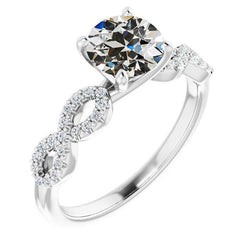 Anello nuziale rotondo con diamanti a taglio antico, stile infinito, 4,50 carati