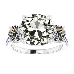 Anello nuziale rotondo con diamanti tagliati a miniera antica, gioielli da donna in oro 9 carati