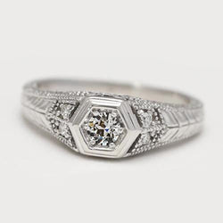 Anello nuziale rotondo con diamanti tagliati a miniera, gioielli in stile vintage, 1 carato