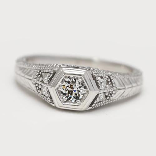 Anello nuziale rotondo con diamanti tagliati a miniera, gioielli in stile vintage, 1 carato - harrychadent.it