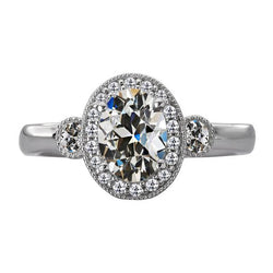 Anello nuziale rotondo e ovale con anello di diamanti da minatore vecchio 7 carati