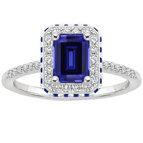 Anello oro bianco e Zaffiro Blu