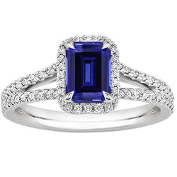 Anello oro bianco e Zaffiro Blu