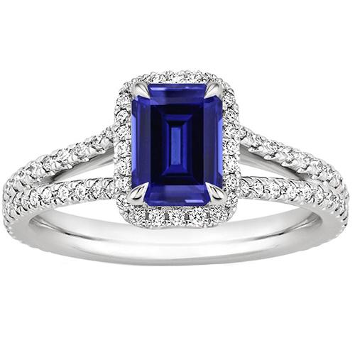 Anello oro bianco e Zaffiro Blu