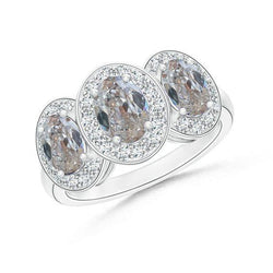 Anello ovale con diamante anello vecchio gioielli europei 5 carati oro bianco 14K