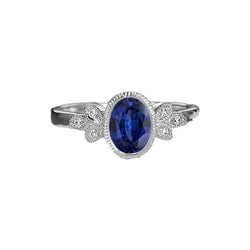 Anello ovale con diamanti incastonati incastonato con zaffiro blu 3 carati in stile antico oro