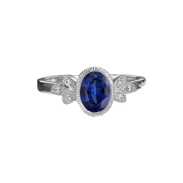 Anello ovale con diamanti incastonati incastonato con zaffiro blu 3 carati in stile antico oro - harrychadent.it