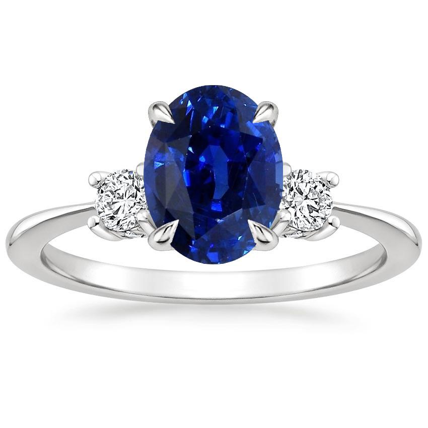 Anello ovale e rotondo con 3 pietre. zaffiro dello Sri Lanka. oro 3.50 carati - harrychadent.it