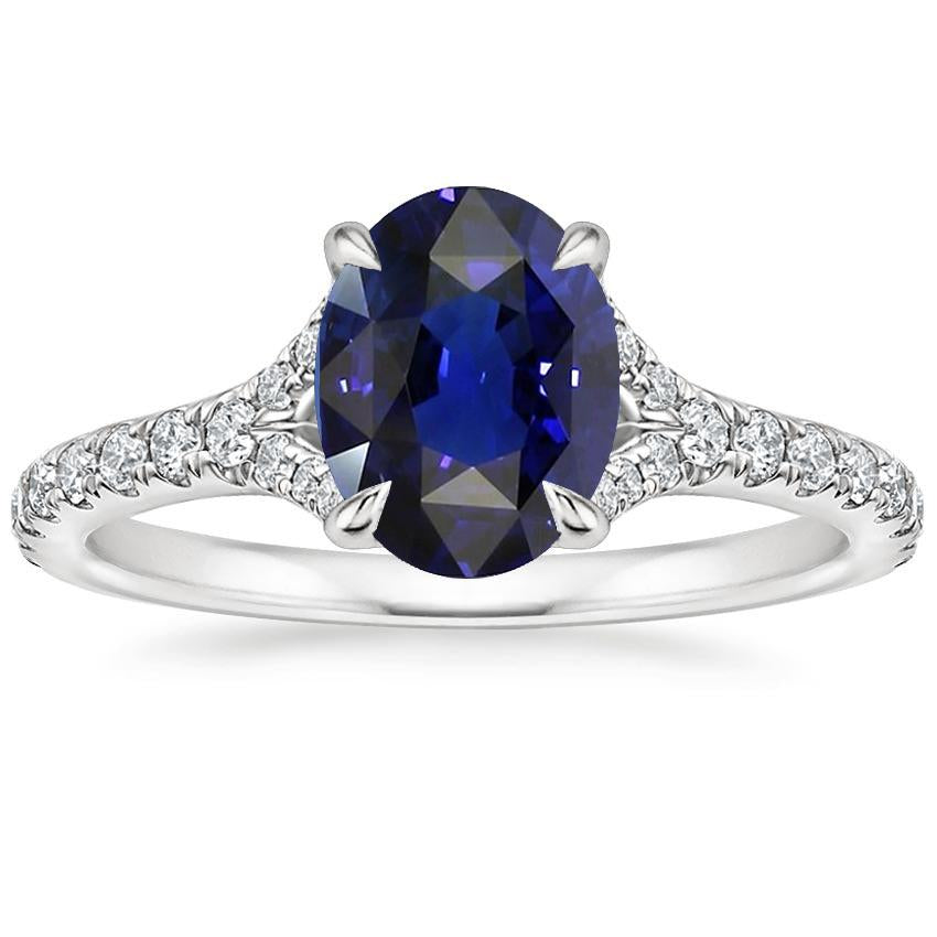 Anello ovale in pietra preziosa zaffiro blu intenso con gioielli accenti 3.75 carati - harrychadent.it