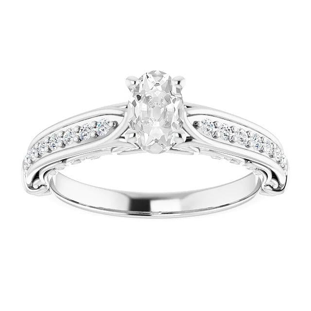 Anello ovale in stile antico con diamante a taglio antico, superficie a griffe, 4 carati - harrychadent.it