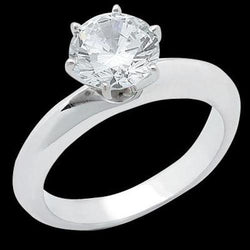 Anello per anniversario di matrimonio con diamante solitario rotondo da 2 carati e oro bianco 14K