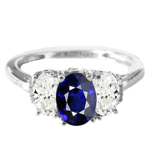 Anello Anniversario Diamante Ovale Pietra Zaffiro Blu Naturale 2.50 Carati - harrychadent.it