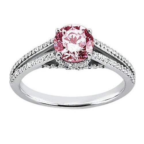 Anello per l'anniversario del centro con zaffiro rosa rotondo da 1.76 carati con pietre preziose - harrychadent.it