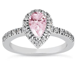 Anello per l'anniversario di matrimonio con pietra preziosa rosa pera da 2.46 ct. oro 14K