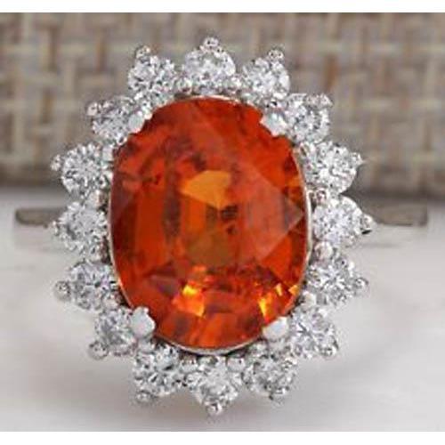 Anello per l'anniversario in oro bianco 14K 10 ct con granato rosso e diamanti - harrychadent.it