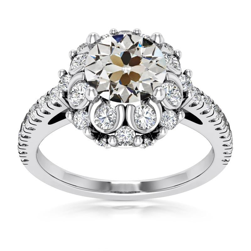 Anello rotondo con anello di diamanti da vecchio minatore a 4 punte in oro 10,50 carati - harrychadent.it