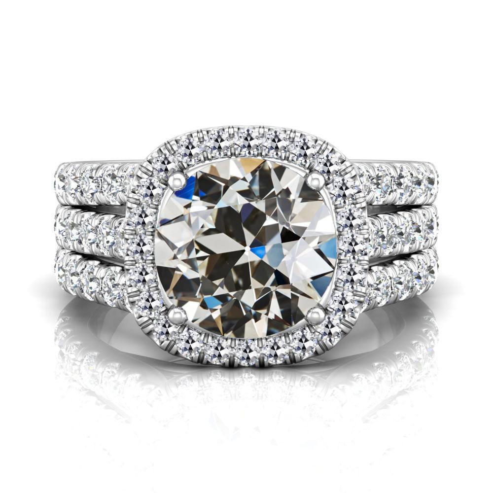 Anello rotondo con diamante taglio antico, tripla fila, accenti 8,50 carati - harrychadent.it