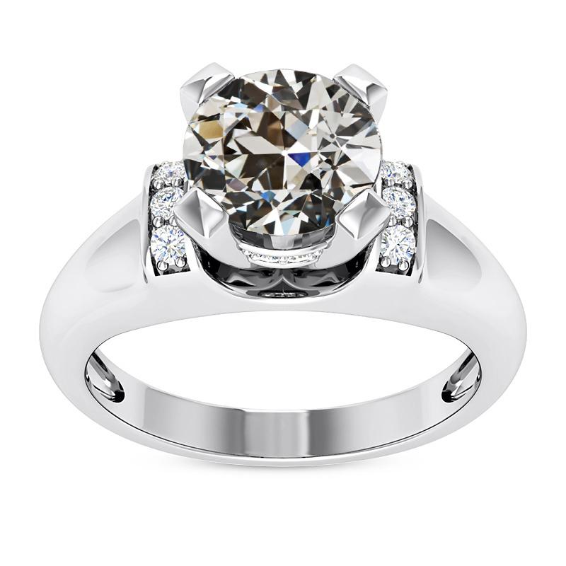 Anello rotondo con diamanti a taglio antico con miniera di diamanti, fascia larga, 4,75 carati, gioielli - harrychadent.it
