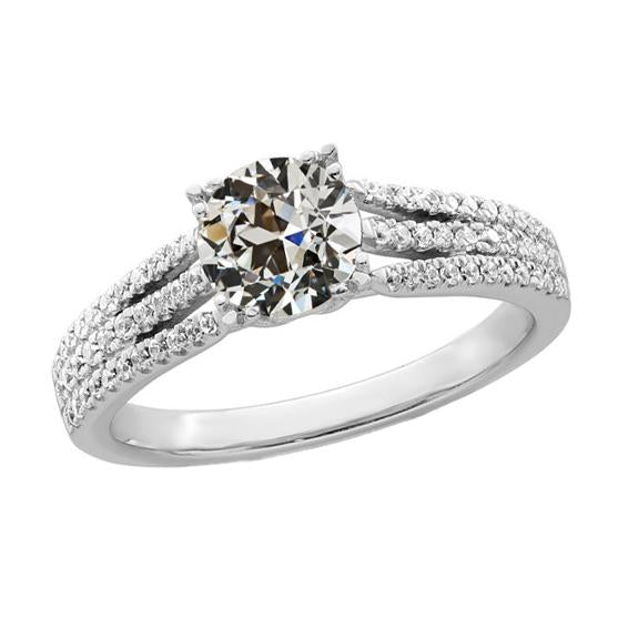 Anello rotondo con diamanti a taglio antico e tripla fila di accenti in oro 4 carati - harrychadent.it