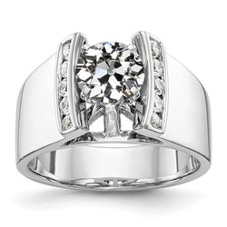 Anello rotondo con diamanti a taglio antico, miniera, set di 3 carati, gioielli