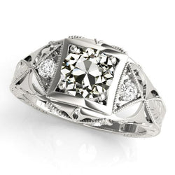 Anello rotondo con diamanti da minatore vecchio stile antico a farfalla 2,75 carati