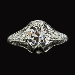 Anello rotondo con diamanti da minatore vecchio stile vintage gioielli 3,25 carati