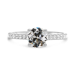 Anello rotondo con diamanti taglio antico Gioielli da donna in oro bianco 3,50 carati