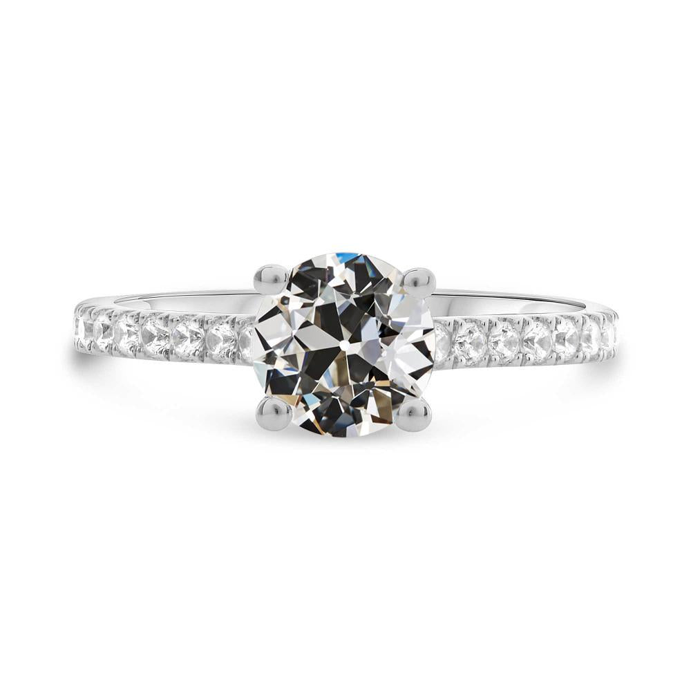 Anello rotondo con diamanti taglio antico Gioielli da donna in oro bianco 3,50 carati - harrychadent.it