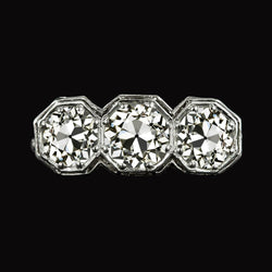 Anello rotondo con diamanti taglio vecchio miniera 3 pietre gioielli in oro 6 carati