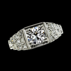 Anello rotondo con diamanti taglio vecchio miniera, gioielli in oro con gambo Milgrain 3,50 carati