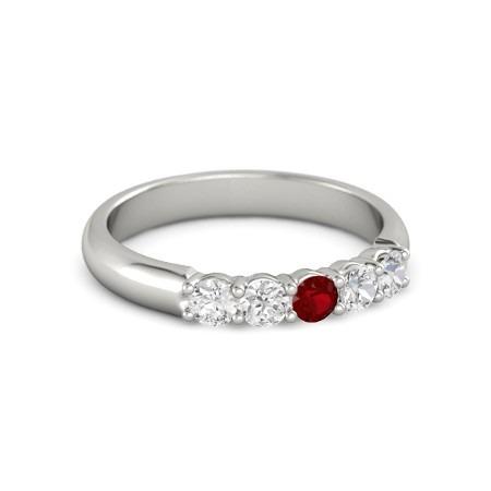 Anello rotondo con rubini e diamanti 1.50 carati in oro bianco 14 carati - harrychadent.it