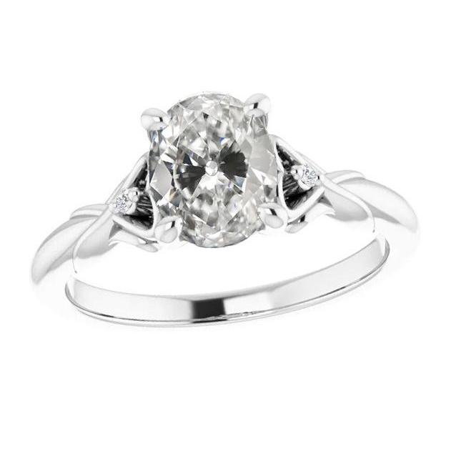 Anello rotondo e ovale con 3 pietre di diamanti a taglio antico, oro 14 carati, 3,50 carati - harrychadent.it
