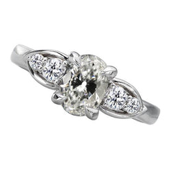 Anello rotondo e ovale con diamanti a taglio vecchio miniera Gioielli da donna 5.50 carati