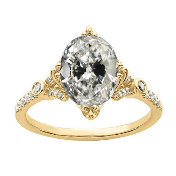 Anello rotondo e ovale con diamanti da vecchio minatore Gioielli in oro giallo 5.50 carati - harrychadent.it
