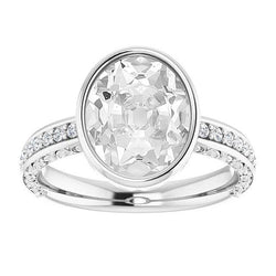 Anello rotondo e ovale con diamanti taglio antico castone set 7,25 carati gioielli da donna