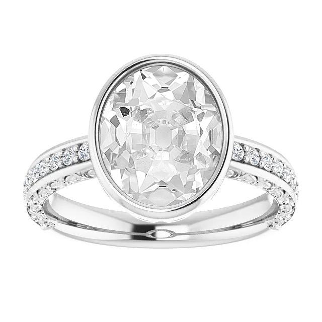Anello rotondo e ovale con diamanti taglio antico castone set 7,25 carati gioielli da donna - harrychadent.it