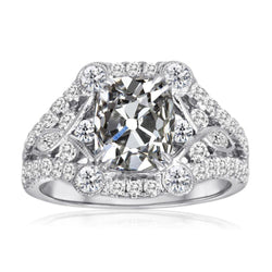 Anello rotondo e ovale con diamanti taglio vecchio miniera fantasia anniversario 7,50 carati