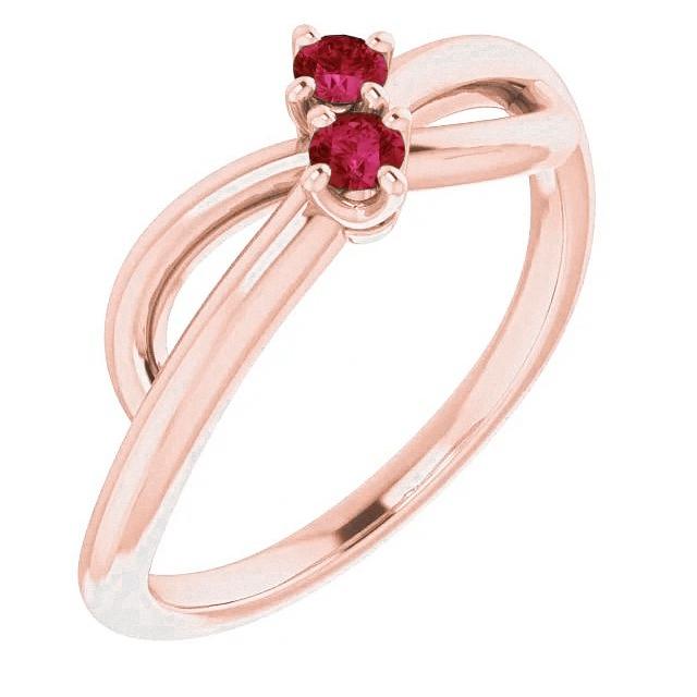 Anello rubino oro rosa 0.20 carati Infinity Twist Style U montatura a griffe - harrychadent.it