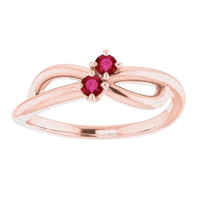 Anello rubino oro rosa 0.20 carati Infinity Twist Style U montatura a griffe - harrychadent.it