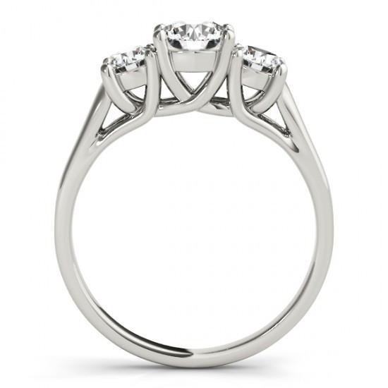 Anello scintillante con 3 pietre e diamanti rotondi brillanti da 1.65 carati in oro 14K - harrychadent.it