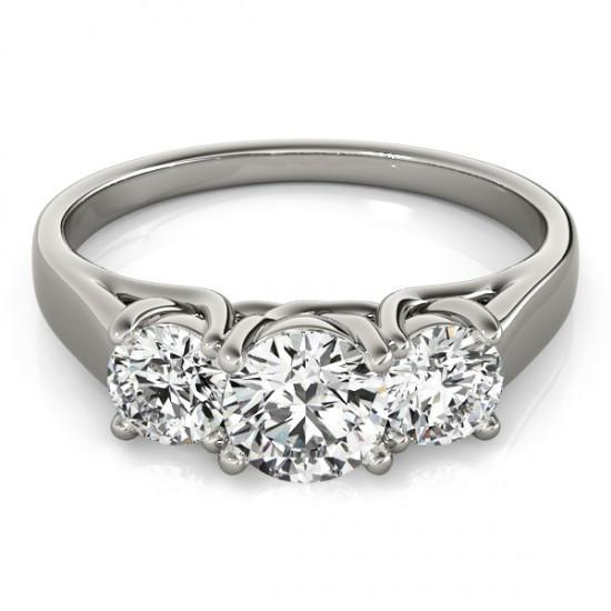 Anello scintillante con 3 pietre e diamanti rotondi brillanti da 1.65 carati in oro 14K - harrychadent.it