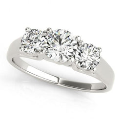 Anello scintillante con 3 pietre e diamanti rotondi brillanti da 1.65 carati in oro 14K