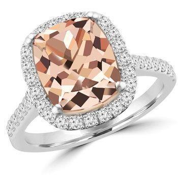 Anello scintillante con Morganite e diamanti da 8,75 ct, oro bianco 14 carati - harrychadent.it